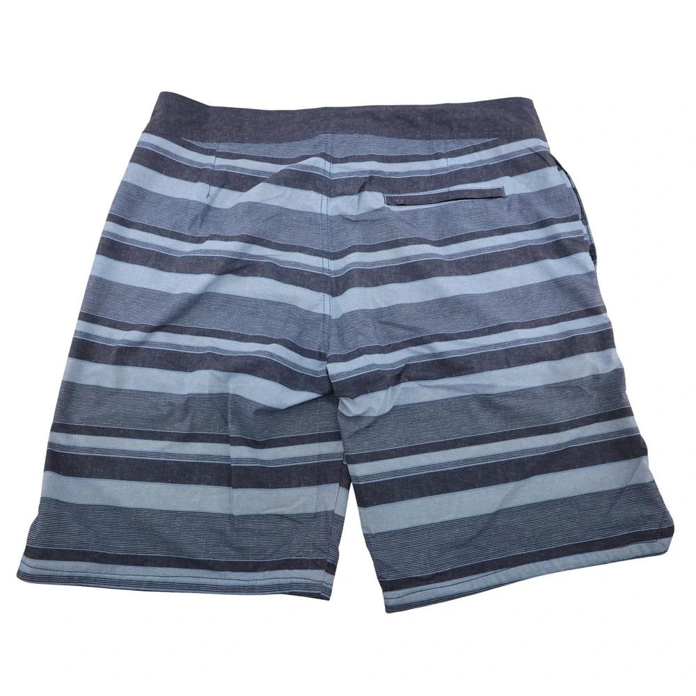 Travis Mathew Board Shorts‎ Blue Grey Striped Swim Trunks Mens XL Inseam 9